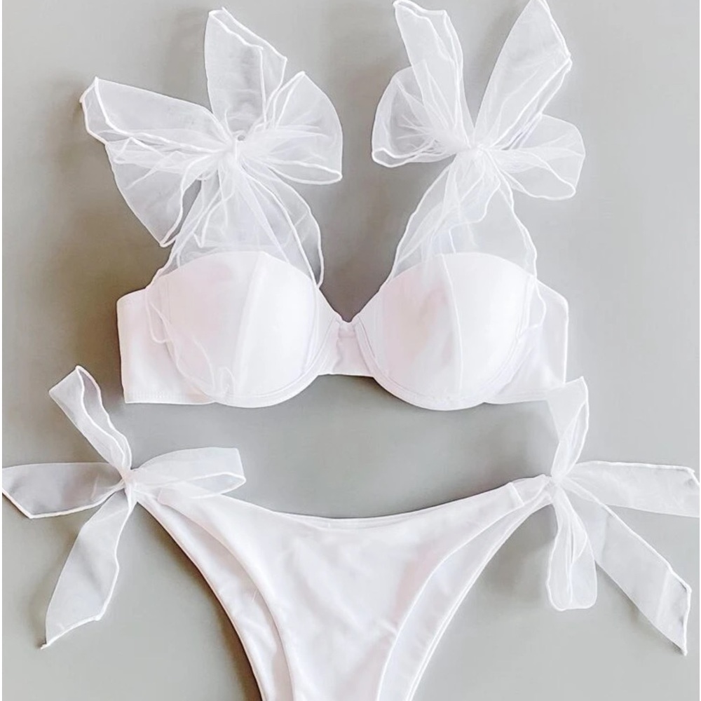 White Swimsuit with Bows